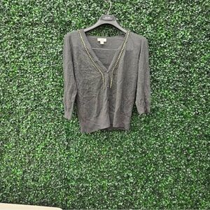 Loft Gray Beaded Sweater - Size Small!